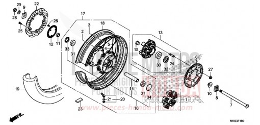 REAR WHEEL (2) CRF1100A2L de 2020
